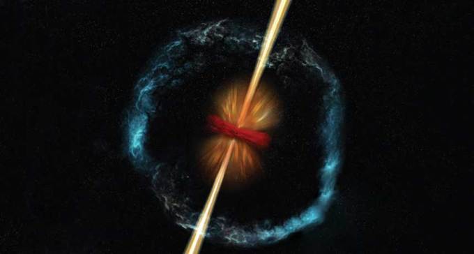 illustration of colliding neutron stars